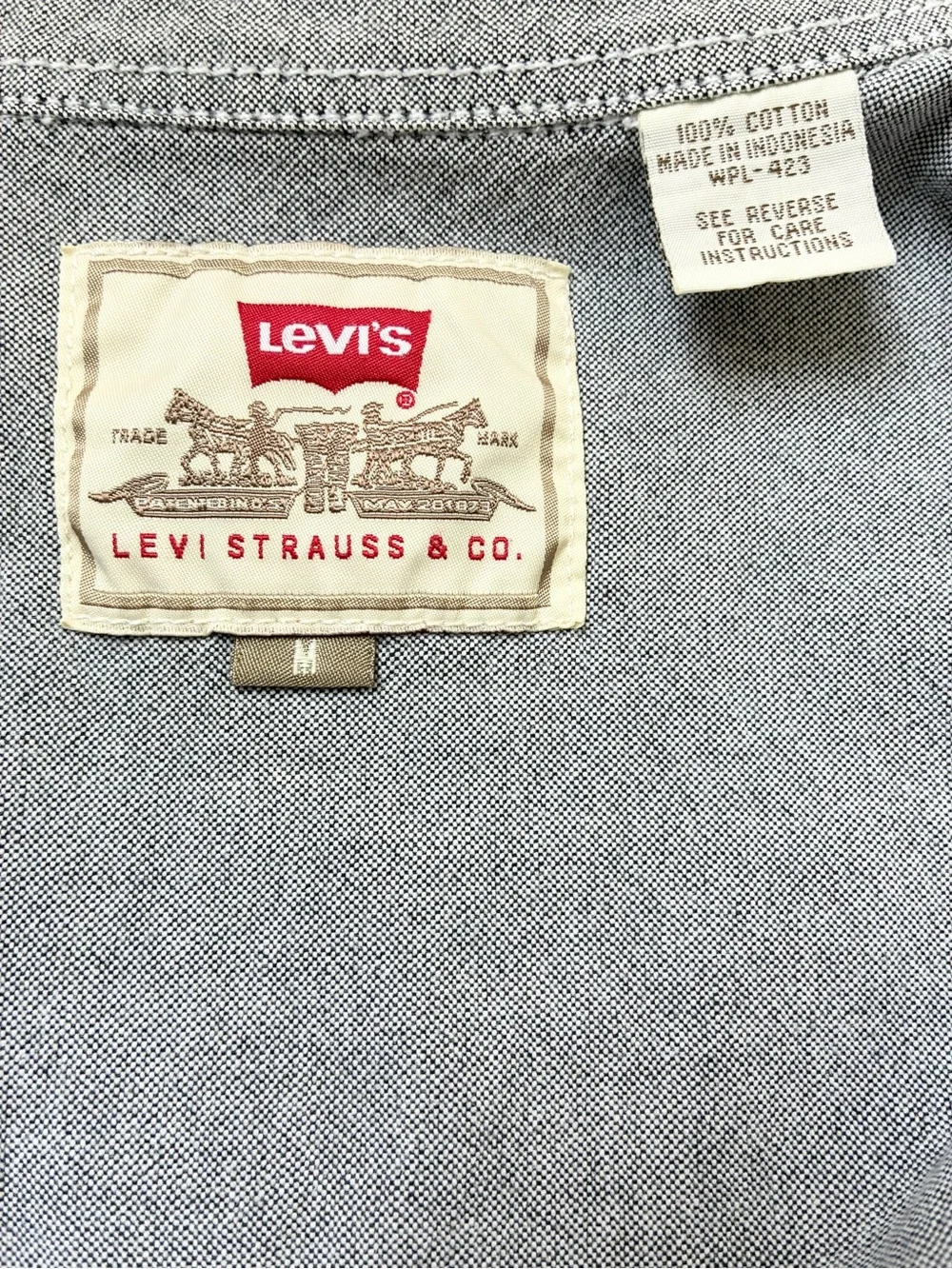Levi's Vintage 90s Men's Button-Down Shirt Black Label Long Sleeve Gray Size M